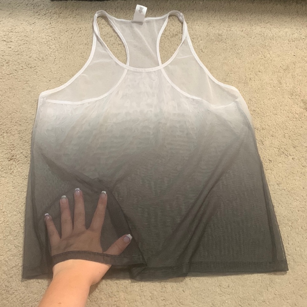 Sheer black to white ombré pink workout tank top - size m - Victoria’s Secret